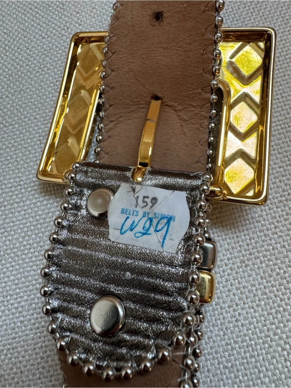Vintage Belts by Simon Metallic Mixed Metal Belt 29